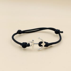 Regulowana bransoletka żeglarska ze sznurka z małą kotwicą