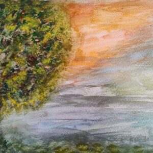 Obraz akwarela nostalgiczne drzewo