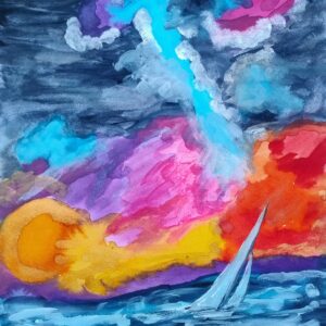 Obraz marynistyczny Żagle na tle burzy kolorów