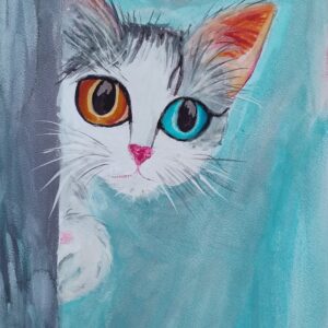 Obraz akwarela Kot który widzi więcej