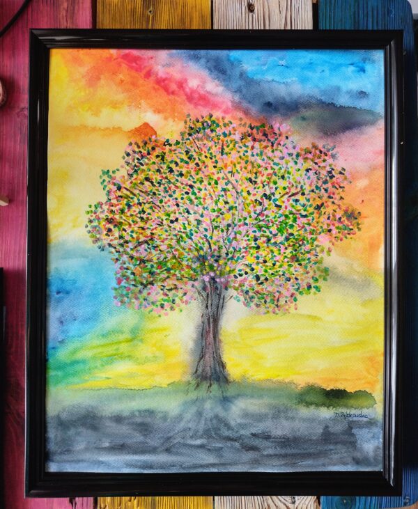 Obraz akwarela Kolorowe Drzewo